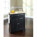 Modern Marketing Crosley Furniture Lafayette Natural Wood Top Portable Kitchen Island In Black Finish KF30021BBK